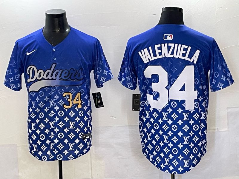 Men Los Angeles Dodgers #34 Valenzuela Blue Nike 2025 MLB jersey 02